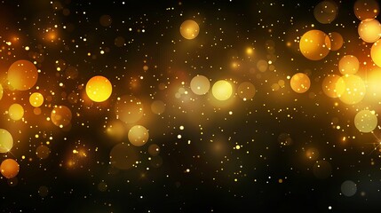 Wall Mural - golden bokeh confetti overlay with glowing yellow circles and sparkling dust, creating a luxurious f