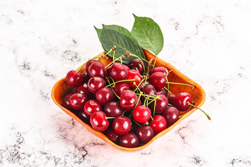 Canvas Print - Ripe sweet juicy cherry heap