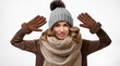 © MitraPix - portrait of a woman Winter Fashion Accessories on white background