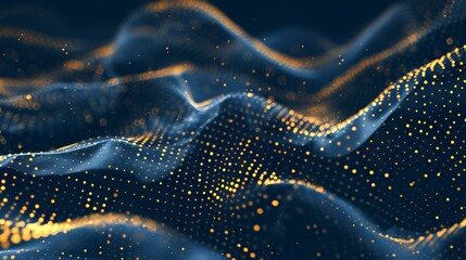 Wall Mural - elegant abstract background with dark blue and gold particles, christmas golden light bokeh on navy 