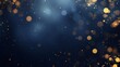 © Ameer - Abstract dark blue and gold particle background with Christmas golden light bokeh, shining particles on navy blue, gold foil texture, festive holiday concept