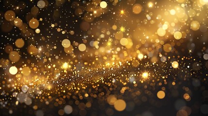 Wall Mural - golden bokeh confetti overlay with glowing yellow circles and sparkling dust, creating a luxurious f