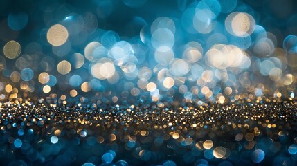 Wall Mural - Abstract blue bokeh light background with soft blurred circles and bright sparkling effects