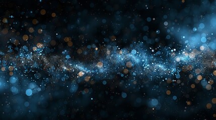 abstract blue winter background with sparkling snowflakes and shining stars for festive holiday wall