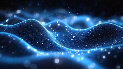 Wall Mural - Abstract Blue Glowing Waves