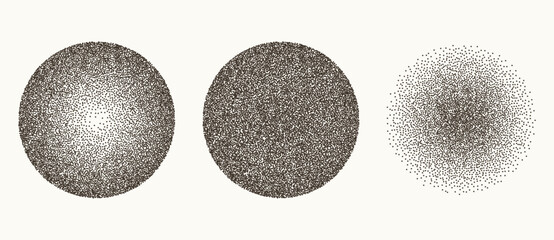 Fototapete - Abstract background with dotted circles. Random stipple dots background. Black dots on a white background.