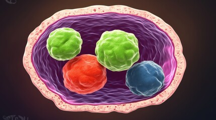 Wall Mural - Microscopic Illustration of Cells Within a Membrane