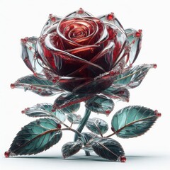 Wall Mural - rose made of glass on white background