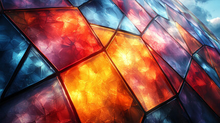 Poster - A colorful geometric pattern created with glass panels.