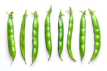 Poster - Green beans set isolated on white background