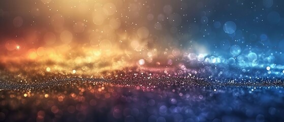 Wall Mural - abstract glitter background with de-focused silver, gold, and blue lights, creating a shimmering and