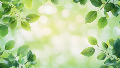 Sticker - Green leaves frame a bright, blurred background.