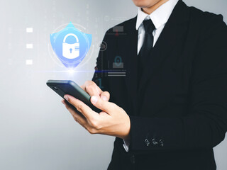 Wall Mural - cyber ​​security firewall internet security internet data protection technology of corporate data, c