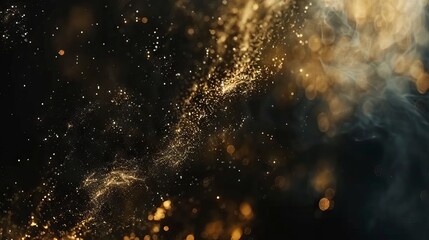Wall Mural - elegant abstract gold bokeh lights on a dark black background, creating a luxurious and shimmering e