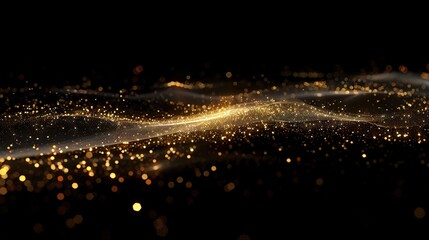 Wall Mural - elegant abstract gold bokeh lights on a dark black background, creating a luxurious and shimmering e