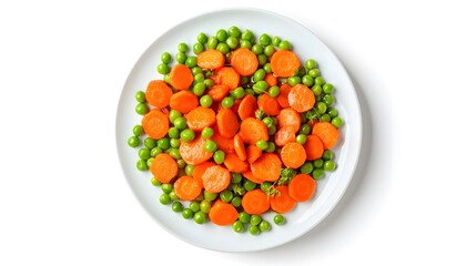 Wall Mural - Vibrant plate of fresh carrots and green peas for a healthy meal