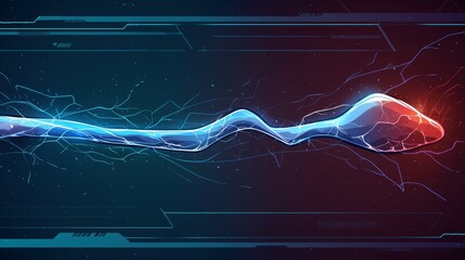 Wall Mural - Abstract Digital Waveform with Glowing Red and Blue Particles