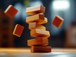 © FranKissStudio - Wooden blocks stack falling down succession concept