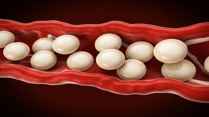 White Blood Cells Moving Through a Blood Vessel