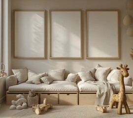 Wall Mural - Modern Nursery Interior Design with Wooden Toys and Neutral Colors