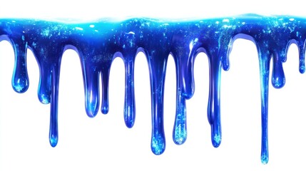 Wall Mural - A vibrant blue liquid dripping, resembling paint or a glossy substance.