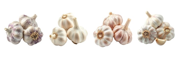 Collection of garlic isolated on transparent background. Generated ai