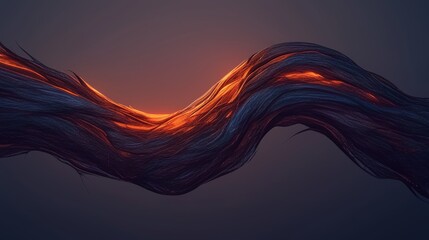 Wall Mural - Abstract Wavy Form with Glowing Orange Center