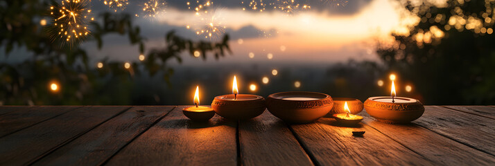 Wall Mural - diwali lamps