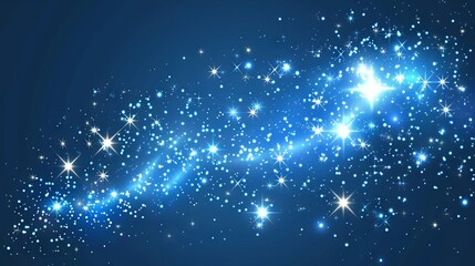 Wall Mural - abstract 3d rendering of soft blue bokeh background with bright light glitter sparkles — perfect bac