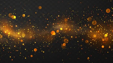Wall Mural - elegant abstract gold bokeh lights on a dark black background, creating a luxurious and shimmering e