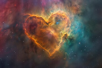 Wall Mural - heart nebula in space against a colorful backdrop