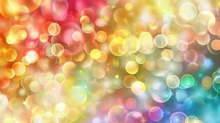 Wall Mural - vibrant colorful bokeh background with soft blurred lights for festive designs and dreamy visual eff