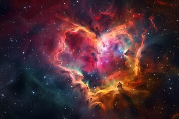 Wall Mural - heart nebula in space against a colorful backdrop