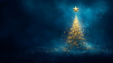 Wall Mural - Golden Christmas Tree Sparkle Abstract Background