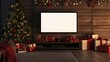 © Pascal - TV with blank screen and living room interior at Christmas, entertainment and holidays concept.