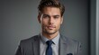 © YENI - Business man handsome cute guy in grey office