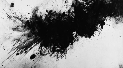 Wall Mural - abstract black ink splatter on white background, conveying artistic expression and movement.