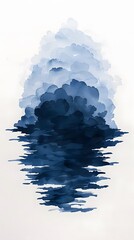 Wall Mural - Abstract Watercolor Painting in Blue and Indigo - Minimalist Wall Art