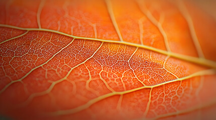 Wall Mural - Closeup of Orange Leaf Veins with Beautiful Detail