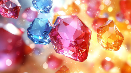 Sticker - Sparkling gemstones in red, blue, and yellow.