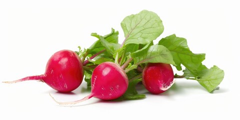 Wall Mural - A group of radishes arranged on a white surface, perfect for food photography or still life compositions