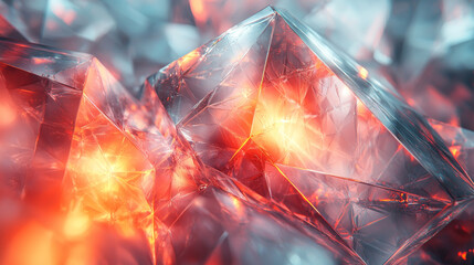 Poster - Close up of glowing, red, clear crystal.