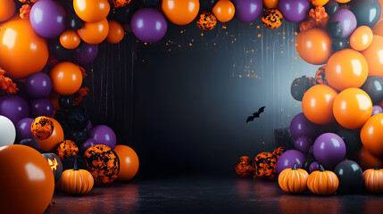 Wall Mural - decorative balloon backdrop for halloween festival