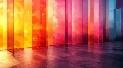 Wall Mural - Abstract colorful glass panels in a modern space.