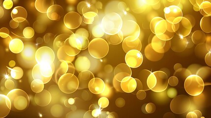 Wall Mural - golden bokeh lights abstract background with soft blurred glow for elegant and festive designs, perf