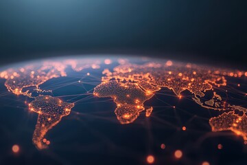 Wall Mural - connecting the world: a glowing representation of global networks and digital threads depicted