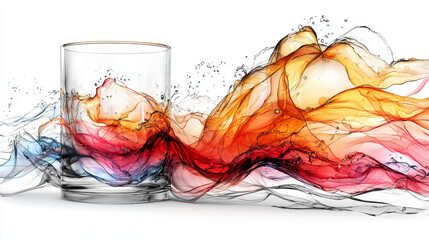 Wall Mural - Colorful liquid splashing out of a glass.