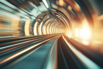 Wall Mural - exploring the depths: a vivid artistic depiction of a tunnel in motion and light playfulness.