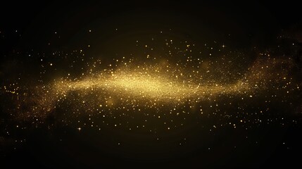 Wall Mural - golden abstract bokeh lights on black background: festive holiday atmosphere and elegant sparkling d