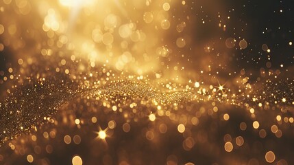 Wall Mural - golden bokeh blur abstract background with soft shimmering lights, perfect for festive designs, eleg